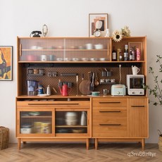 中式實木餐邊櫃廚房收納上下櫥櫃收納櫃子傢用日式客廳靠墻茶水櫃 BJM6**-*--