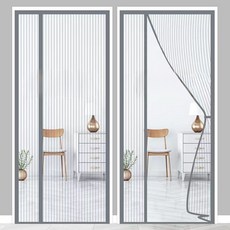 타리홈스 현관 벨크로 커튼형 자석 방충망 모기장, 그레이