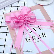 100pcs 큰 크기 50mm 아름 다운 솔리드 컬러 당겨 활 리본 선물 포장 꽃 Bowknot 파티 웨딩 자동차 룸, [07] 7