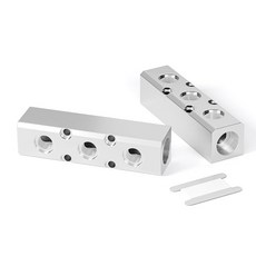 TAILONZ PNEUMATIC 1.3cm(1/2인치) NPT 입력 및 0.6cm(1/4인치) 출력 3방향 션트 알루미늄 블록 공압 매니폴드 공기 분배 블록 압축 소스 배기용, 2개, 3 Way 5 Port