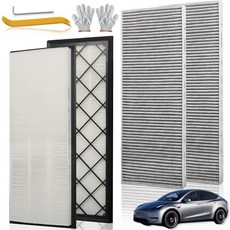 아마존평점4.5+ 미국출고 133353 흡기 캐빈 에어 필터 - 테슬라 모델 Y (2020-2026)와 호환 활성탄 헤파필터 고효율 에어컨 교체 4팩 #1658376-00-A