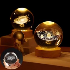 3D 수정구슬 LED 유리구슬 무드등 선물 인테리어 조명 수유 크리스탈 볼 집들이 생일 축하, 은하계