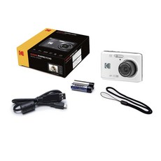 柯達 KODAK PIXPRO FZ45 16MP 數位相機 - AA電池 光學變焦 隨身相機 可印日期, 1個, 白色原廠標配(不含記憶卡)