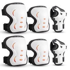 어린이/청소년/성인용 무릎 패드 팔꿈치 패드 손목 가드 보호 장비 세트 롤러 스케이트 스케이트보드 사이클링 자전거 스쿠터 라이딩 스포츠용 6팩 114431, 화이트, 1개