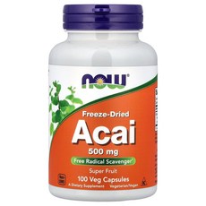 NOW Foods 나우푸드 아사이 Acai 500mg 100정 Palmberry 동결건조 아사이베리, 1개