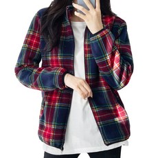 여성 겨울 기모 후리스 뽀글이 양털 퍼 안감 체크 폴라 플리스 집업 자켓