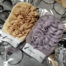 搓澡巾浴花二合一洗澡巾搓澡手套起泡搓泥不痛沐浴球, 1個, 1個裝, 奶黄+香芋紫两件装