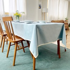 캐프마켓 린넨 방수 테이블보 식탁보, 1개, 4인(120 x 170 cm), 그레이+블루