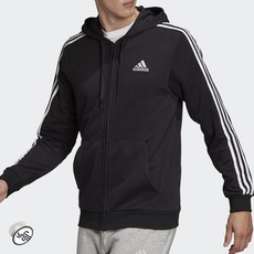 adidas 愛迪達 3S 全拉鍊黑色經典連帽衫