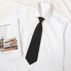 拉鍊式領帶 免打領帶 男用 黑色 長短款 學院風 裝飾襯衫 學生款 簡約設計 日常搭配+啞光黑8*35cm_拉鍊短款+均碼