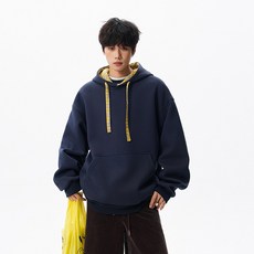 簡約百搭情侶款長袖連帽寬鬆上衣 - 春季校園風衛衣