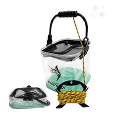 낚시 투명 접이식 물고기 보관통 휴대용 메쉬망 낚시용품 야외 캠핑 물통, 투명 두레박