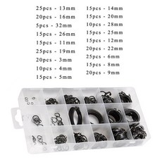 스냅링 세트 C형 축용 멈춤링 고정링 메탈 금속 E형 E링 이링 구멍용 서클립 샤프트링 와셔 E클립 차량정비 엔진수리 스틸 베어링 기계 공구 키누끼 300pcs