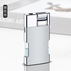 크리 에이 티브 방풍 직접 푸른 불꽃 레버 프레스 점화 보이는 벙커 부탄 가스 라이터 흡연 액세서리 남성, 05 Silver Brhed, 01 CHINA