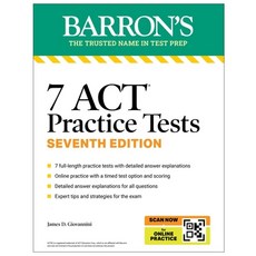 (영문도서)7 ACT Practice Tests Seventh Edition + Online Practice Paperback, Barrons Educational Services, English, 9798349700101