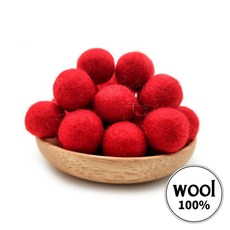아트위브 DIY 2cm 울 칼라 양모볼 펠트 공예 양모공 폼폼이 만들기 재료, 10개, 30. 레드 (2cm)