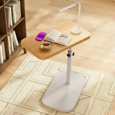 별빛 오월날 침대 식탁 쇼파 회전 높이조절 사이드테이블, 원목색