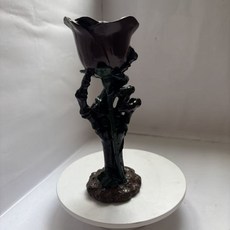 萬聖節骷髏手玫瑰燭臺擺飾 復古浪漫桌面裝飾品, 手持玫瑰燭臺 黑色