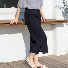 여성용 여름 쿨링 아이스 인견 와이드 핏 8부 통 바지