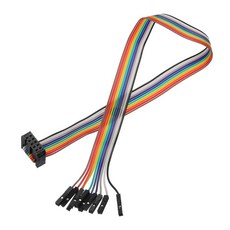 MECCANIXITY IDC 레인보우 와이어 플랫 리본 전자 10P 길이 피치 브레드보드 FC-암 2.54MM 프로젝트용 11.8인치 케이블 점퍼 1개