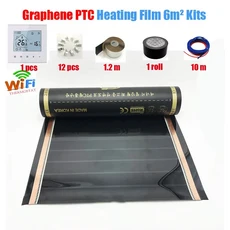 6m2 따뜻한 바닥 키트 에너지 절약 PTC Graphene 난방 필름 240W 탄소 호일 자체 과열 없음, 01 80 cm, 03 M4A B WIFI Kits