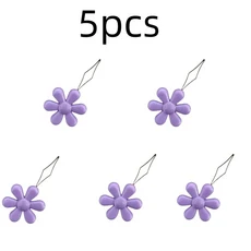노인용 쉬운 바느질 바늘 장치 꽃 모양 실 꿰기 가죽 공예 도구 바느질 바느질 바느질 액세서리 1PC, 19 Purple-5pcs