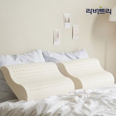 라버트리 천연라텍스 굴곡형 베개 폼 1+1, 대, 화이트아이보리(속커버)