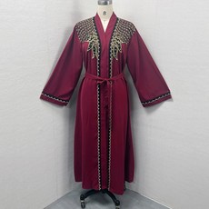 UNI 블랙 가운 여성 패션 우아한 Abaya 솔리드 컬러 구슬 카디건 드레스 두바이 터키 중동