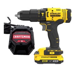 STANLEY 史丹利 20V SFMCD711 震動電鑽套裝 (含稅), 主機+1顆1.5電池一個充電器, 1個