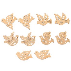 shangren 10 조각 나무 새 모양 공예 DIY 장식 꾸밈 어린이 크리 에이 티브 완구