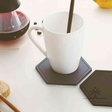 일헌 헥사곤 컵받침 6P세트 거치대포함 컵코스터, 블랙