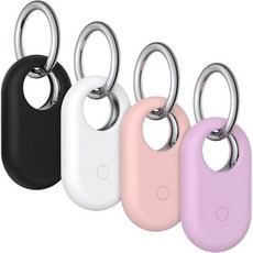 삼성 갤럭시 스마트태그2 홀더용 4팩 케이스 키체인 분실 스크래치 방지 보호 커버 액세서리가 포함된 소프트 실리콘 케이스2, Black+White+Pink+Violet, 검정+흰색+분홍색+보라색