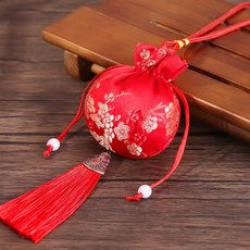 端午節艾草香囊 DIY束口袋刺繡香包, 紅色梅花(內含1包3g艾草包), 1個