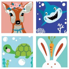 LIVING DUO DIY油畫20x20 4花髮帶+孩童商店+海塔+胡蘿蔔兔子, 1 個, 1組