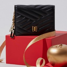 닥스 블랙 퀼팅 로고 참장식 반지갑 + 케이스