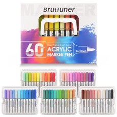 BrutFuner 直液式軟頭壓克力顏料筆 84色, BF手提盒-60色, 1個, 60色
