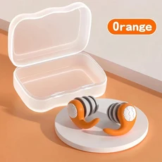 부드러운 실리콘 귀마개 1쌍 소음 차단 방수 편안한 착용감 수면 수영 조용한 환경 조성, Orange, [01] Orange