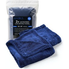 세차 타월 중형 자동차 건조 2배 더블 트위스트 루프가 있는 1300 GSM 프로페셔널 카 트럭 SUV용 고흡수 대형 마이크로파이버 16인치 x16인치 2팩 네이비, Navy