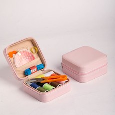 針線套裝 針線盒 家用 縫補 手縫線工具 學生宿舍 便攜式 小型針線套盒, 11色線+6件縫紉工具【黔紅色】, 1個