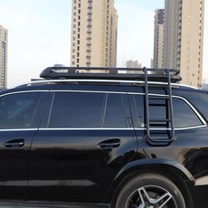 루프랙 사다리 지붕용 차량용 사이드 발판 74cm 망간강 프레임 등반 계단 SUV용 적재대, 나사 내장, 직각사다리