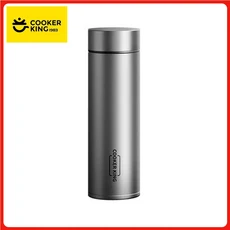 쿡커킹 450ml 순수 티타늄 진공 보온병 가벼운 단열 물병 차 여과기 포함 및 냉각 유지, 01 401-500ml, 01 Gray, 01 401-500ml