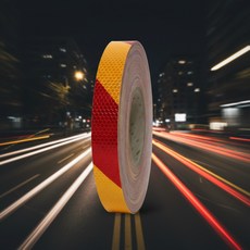 벌집테이프 황적색 사선 반사 테이프 25mm 안전, 1개