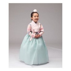 마켓마고A 연아색동분홍저고리+날개민트(브로찌포함) 여아한복 아동한복