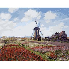 모모픽스페인팅 DIY명화그리기 60x75cm, WP17 모네 네덜란드의튤립꽃밭