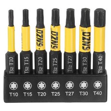 HARFINGTON 7피스 T10-T40 Torx 헤드 스크루 드라이버 비트 세트 50mm(2인치) 길이 0.6cm(1/4인치) 육각 섕크 마그네틱 구멍 없음 탬퍼 프루프 6포, 1