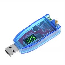 USB可調升降壓電源穩壓模組 輸出1-24V 免起子調整, 1個, 藍色外殼綠色顯示(一個)