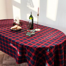 픽홈 북유럽 체크 크리스마스 식탁보 파티 테이블보 방수 2인 4인 6인용 6사이즈 2색상, 2.방수 크리스마스 식탁보 그린
