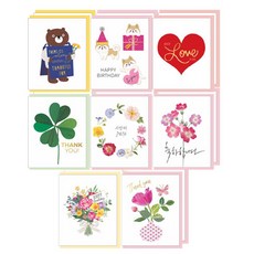 종이배카드 미니 축하카드 8종 카드 16p + 봉투 16p, 16매, 색상 혼합