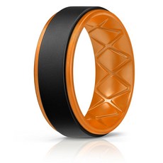 ECLATIS Egnaro 남성 실리콘 링 1/4/5/6/7 쾌적한 통기성 있는 고무 결혼 반지 밴드 멀티팩 - 스텝 엣지 실리콘 보석 없음 264982