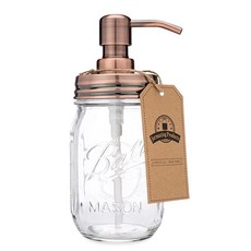 Jarmazing Products 메이슨 병 비누 디스펜서 - 황동 473.2ml(16온스) 볼 포함 녹 방지 스테인리스 스틸로 제작, Copper